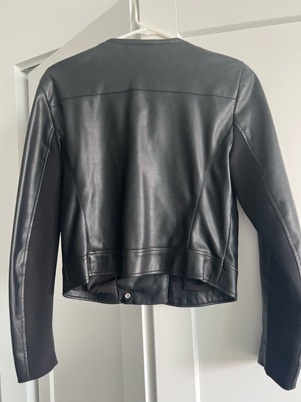 Zara Black Leather Jacket with Silver Accents, Size Large - Picture 8 of 12